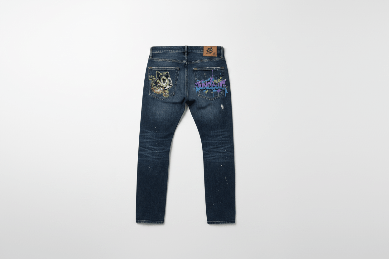 Junebug Cat Ripped Denim Jeans - junebug