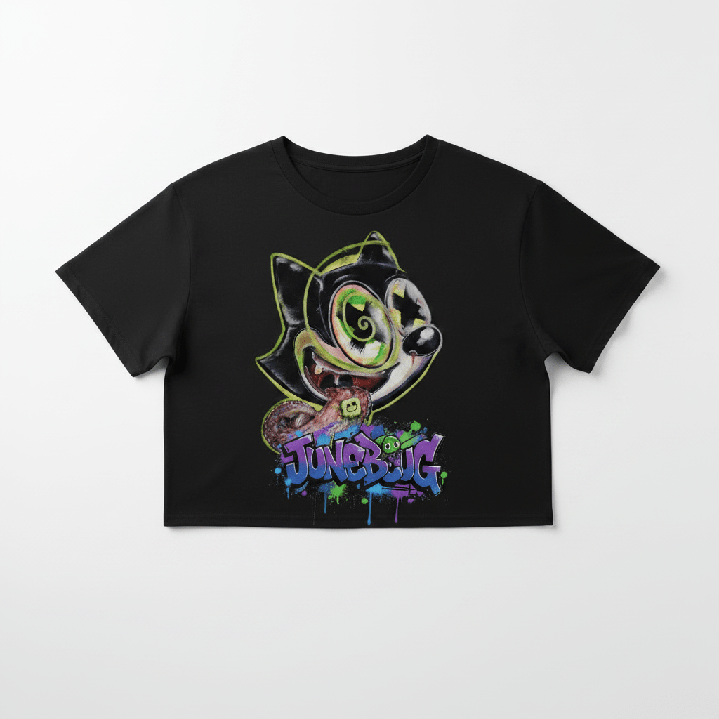 Junebug Graffiti Cat Women's Crop Top - junebug