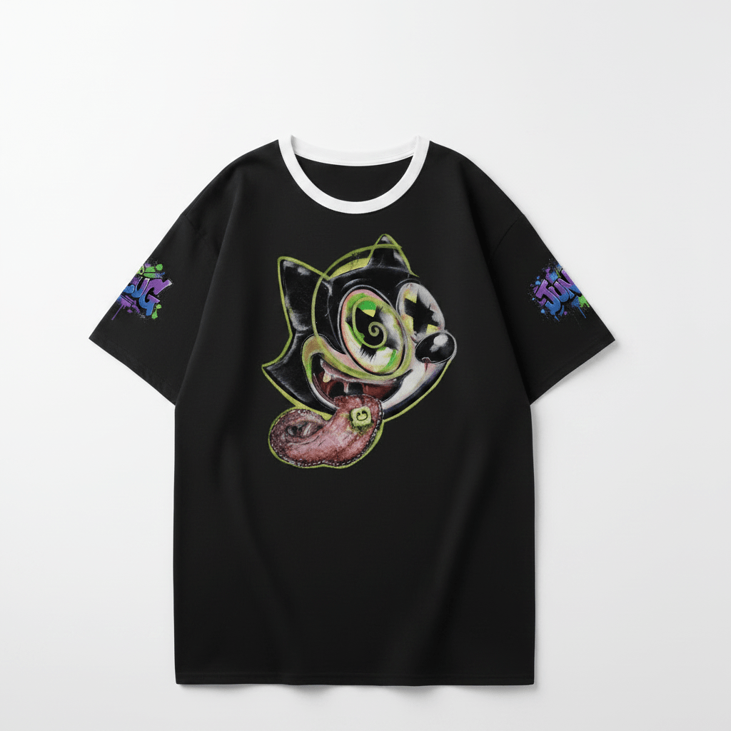 Junebug Graffiti Cat Ringer Tee - junebug