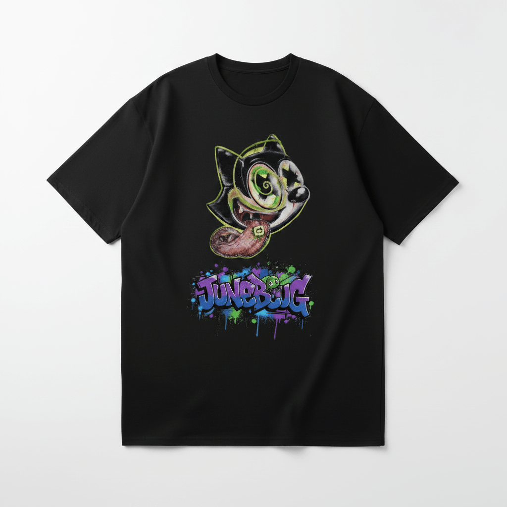 Junebug Graffiti Cat Organic High Neck Tee - junebug
