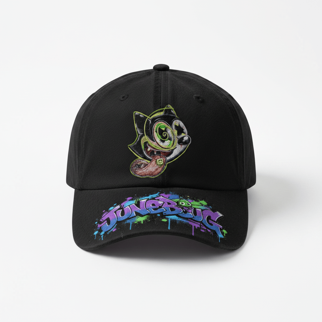 Junebug Graffiti Cat Garment-Washed Cap - junebug